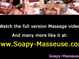 Soapy masseuse cumshot sucking cock